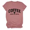 El café me hace más amable Amazon eBay sitio independiente camiseta casual y cómoda para mujer de cuello redondo y manga corta
