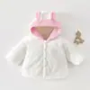 Jaquetas de Algodão para Meninas 2025 para Crianças Pequenas e Médias Jaquetas Estilo Coreano Jaquetas com Pelúcia de Coelho Adicionada Jaquetas Capas para Bebês de Comércio Exterior