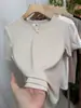 Camiseta Básica de Verão Manga Curta Gola Redonda Macia e Lisa para Mulheres 2026, Fashion, Simples, Elegante, Versátil, Caimento Solto, Esconde a Barriga, Top Emagrecedor