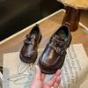 Zapatos de cuero para niñas, zapatos de princesa, primavera 2025, nuevos zapatos para niños, zapatos negros para niñas pequeñas, mocasines de estilo británico.