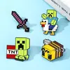 Insignias Metálicas Periféricas de Juegos de la Serie Minecraft, Decoraciones para Bolsas, Accesorios DIY, Lindos Regalos de Robot