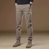 Pantalones Casuales de Algodón Puro de Gama Alta para Hombre, Nuevo Estilo Otoño e Invierno 2026, Pantalones de Vestir Rectos Ajustados Color Caqui para Hombres de Mediana Edad