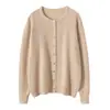 Chaqueta de punto holgada y elegante para mujer, nueva colección otoño/invierno 2025, de cachemir, cuello redondo y color liso.