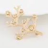 Suministro Moda Tendencia Broche Joyería Accesorios Latón Chapado en Oro Ramas de Árbol Pines de Floración Accesorios de Material Hechos a Mano
