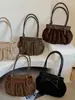 Bolsa tote com laço plissado para mulheres, nova bolsa de ombro da moda estilo coreano 2026, grande capacidade, adequada para o trabalho e pode ser carregada sob o braço