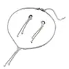 Nuevo Conjunto de Aretes y Collar para Mujer, Cadena Sencilla y Exquisita de Diamante para Clavícula Colgante Cadena Corta para el Cuello Venta Directa de Fábrica N187