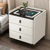 Mesa de Cabeceira Inteligente Armário Inteligente de Cabeceira para Quarto de Apartamento Pequeno Luxo Leve Italiano Carregamento Sem Fio Simples com Armário Inteligente Multifuncional