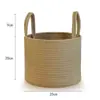 Cuerda de Algodón Tejida Hilo de Algodón Tela Cesta para Ropa Sucia con Asa Cesta de Almacenamiento de Ropa Cubo de Almacenamiento para Juguetes de Peluche Cesta de Almacenamiento