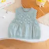 Chaleco Suéter para Niñas Primavera y Otoño Nuevo Estilo Calado Tejido a Crochet Dulce y Lindo Chaleco Suéter para Bebés Estilo Coreano