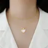 558 Collar de Plata de Ley S925 Estilo Coreano Versátil Encaje Nácar Amor Cadena Corta Joyería Joyería de Plata para Estudiantes Mujeres
