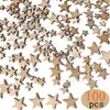 Stock Listo Decoración de Estrella de Cinco Puntas con Grano de Madera Retro Manualidades de Pintura Decorativa DIY Pegatinas de Estrella Huecas Grandes y Pequeñas 100 Piezas