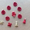 Decoraciones para Uñas de Año Nuevo, Diseños Brillantes en Rojo Mate Calados para Riqueza y Prosperidad, Decoraciones para Uñas de Novia Estilo Chino, Pedrería para Uñas Portátil