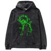 Sudadera con capucha holgada de gran tamaño con estampado de batik lavado de Naruto de animación clásica japonesa de otoño e invierno