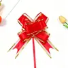 30 # Laço de gaze de tinta com borda dourada de tamanho médio, flor amarrada à mão, fita para embrulho de presente de flor de Natal