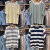 Camiseta de Verano 2023 para Hombre y Mujer, Holgada, de Rayas, Manga Tres Cuartos 455414 457930 457931