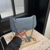 Bolsa Pequena Tendência em Jeans com Corrente e Pedrarias para Mulheres, Novo Estilo 2026, Elegante Transfronteiriça Mais Vendida para Ombro e Transversal
