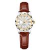 Reloj de Pareja Genuino Naiui Resistente al Agua Luminoso Doble Calendario Reloj para Hombre Vidrio Puntiagudo Forma de Diamante Reloj de Cuarzo 1923