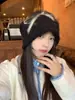 Gorro de Lã Tricotado Estilo Retrô Americano com Barra Enrolada, Folgado, para Cabeça Grande, Chapéu Frio Emagrecedor para Mulheres, Novo Versátil de Lã 2025