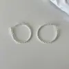 Pendientes Redondos de Perlas de Moda Europea y Americana de Lujo Ligero con Personalidad para Mujer Aros de Plata con Aguja Plateada de Temperamento Retro de Gama Alta Accesorios Exquisitos para Pendientes