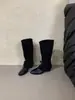 Botas de mujer nuevas, elegantes y versátiles, para Otoño/Invierno 2026, punta cuadrada, patchwork, que aumentan la altura, con cordones, botas de tacón de bloque de altura media