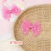 Pinzas para el pelo de malla con lazo de perlas estilo coreano, los más vendidos transfronterizos, accesorios dulces para niñas, aptas para zapatos, bolsos y ropa