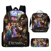 Al por mayor transfronterizo Magic Full House Encanto Animación de Dibujos Animados Estudiante Mochila Escolar Estuche para Lápices Juego de Tres Piezas