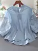 Top de Verano de Algodón Puro con Cuello en V y Elegante Diseño Calado de Manga Media, Talla Grande Holgado Casual Estilo Adelgazante, Nuevo Modelo 2026 A3495