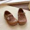 Zapatos retro de cuero para niñas, nueva colección primavera/otoño 2026, estilo británico clásico, con cierres de velcro, zapatos de princesa, planos únicos y elegantes