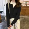 Suéter de Tricô Versátil de Cor Sólida com Gola Redonda Suave para Mulheres, Novo Chic Cardigan Casaco de Malha Soltinho Outono/Inverno 2026