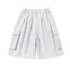 Pantalones cortos casuales de trabajo color blanquecino, hasta la rodilla, nuevo modelo verano 2026, pantalones lisos para hombre, holgados y sencillos con bolsillos grandes