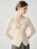 Suéter de malha 100% cashmere puro com decote V para mulheres, novo estilo outono e inverno, elegante e adequado para o trabalho, camiseta básica de manga longa slim fit