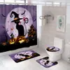 Fs5 Amazon Transfronterizo Serie de Halloween Juego de Cortina de Ducha Impresión Digital Impermeable Antimoho Juego de Cuatro Piezas Puede