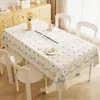 Toalha de Mesa Desenho Animado, Sem Lavagem, Impermeável, À Prova de Óleo, Resistente ao Calor, Estilo Dopamina Creme, Toalha de Mesa Retangular, Protetor de Mesa, Chá