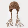 Nuevo Sombrero de Lana Grueso de Doble Capa Estilo Étnico Tejido a Mano para Mujer Otoño e Invierno 2025 Mostrando la Cara Pequeño Baotou