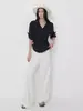 Camisa Texturizada Assimétrica CHACHA com Gola Diagonal, Ajuste na Cintura e Pregas para Mulheres, Blusa de Outono com Manga Fixa Dobrada