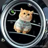 Clip para rejilla de ventilación de coche, difusor de fragancia 2D acrílico, nuevo y lindo, gato con degradado dorado, transfronterizo
