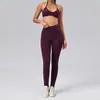 Conjunto de yoga ecológico de poliéster reciclado y spandex con cuello halter para mujer, leggings de cintura alta con patchwork de longitud completa, conjunto deportivo de dos piezas para fitness