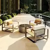 Conjunto de Sofá para Patio Exterior Oficina de Ventas Sala de Modelos Terraza Exterior Silla de Salón de Aleación de Aluminio Muebles para Piscina de Hotel