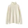Suéter Casual Holgado de Cachemir para Mujer Otoño e Invierno, Cuello Alto Medio, Engrosado, Tejido de Punto de Cachemir Estilo Perezoso
