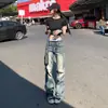 Jeans Rectos Estrechos de Tiro Bajo Estilo Americano para Mujer, Nuevo Invierno 2025 Vintage Holgados de Gama Alta Casual Pantalones de Pierna Ancha