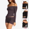 Camiseta de Yoga Transfronteriza para Mujer, Hombros Descubiertos, Manga Larga de un Hombro, Top Casual de Manga Larga para Deportes, Yoga, Pilates, Fitness