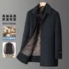 Casaco de Lã Dupla Face Outono Inverno Masculino Comprimento Médio Gola de Terno Roupa para Homem de Meia-Idade Casual de Negócios Casaco de Lã