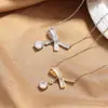 Novo Colar de Laço de Luxo Leve para Mulheres, Design de Nicho com Pingente de Zircônia, Corrente para Clavícula, Acessório Versátil e da Moda de Alta Qualidade