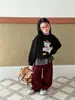 Moletom de Lã Estilo Coreano da Moda com Desenho para Meninas, Outono e Inverno, Peça Versátil Grossa e Quente para Crianças e Bebês, Camada Base Tendência