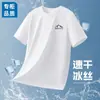 Nueva camiseta fina de manga corta de seda de hielo transfronteriza para verano, transpirable y fresca, camiseta deportiva de corte holgado para hombre, camiseta de malla de secado rápido