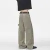 Calça de lenhador Zuhuan Martin para homens, marca trendy de alta rua, com um design de retalhos único, calça reta de perna larga solta