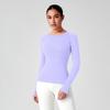 Lulu Primavera Nova Roupa de Yoga Top Gola Redonda Manga Longa Esportiva Roupas Fitness Feminina Corrida Pilates Treinamento Top