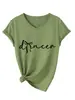 Amazon eBay site independente casual simples elegante feminina dncer laço gola V manga curta camiseta camisa base