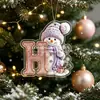 Novas decorações de Natal com boneco de neve roxo transfronteiriças de 26 letras, enfeites acrílicos 2D para casa e carro