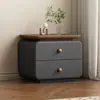 Criado-mudo minimalista na cor creme para uso doméstico, modelo novo moderno, mesa de cabeceira com armazenamento em couro para quarto, fácil de instalar, criado-mudo minimalista